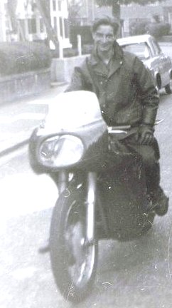 Gerald on his Norton, 1959